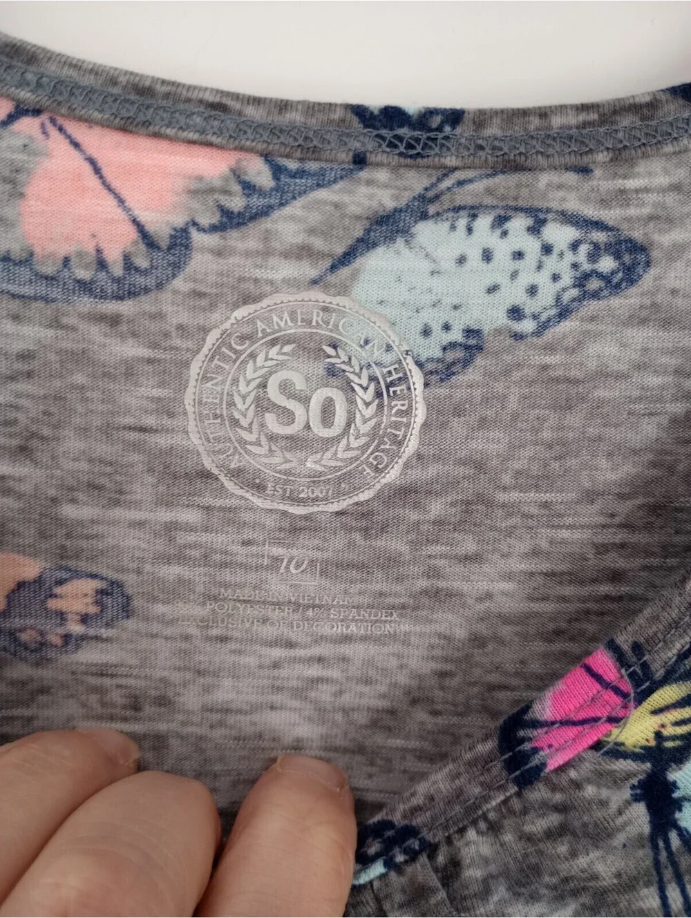 SO Girls Size 10 Dress Cold Shoulder Butterflies 065